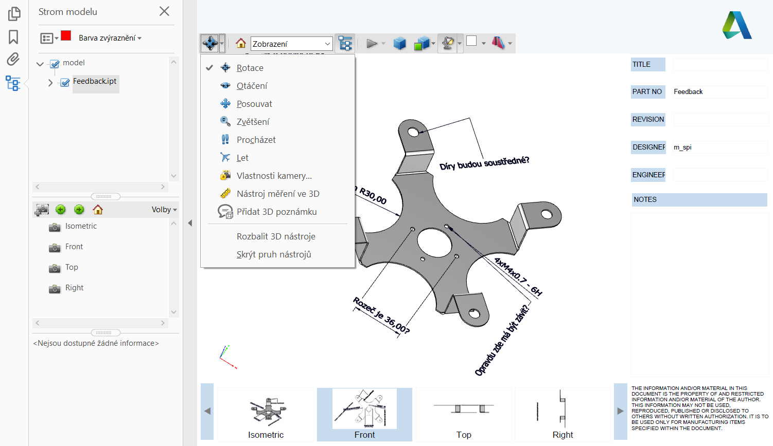 Soubor 3D PDF v Acrobat Readeru