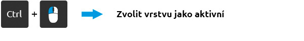 Photoshop klávesnicové zkratky - Tlačítkem Ctrl a levým tlačítkem myši není žádná zvolená aktivní vrstva. Po kliknutí na vrstvu se chová jako neaktivní, po dalším kliknutí se znovu označí