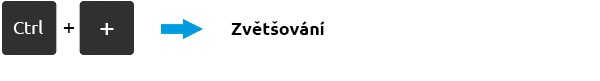 Photoshop klávesnicové zkratky - Kombinací tlačítek Ctrl a plus přiblížíte zobrazený objekt (bude větší v zobrazení)