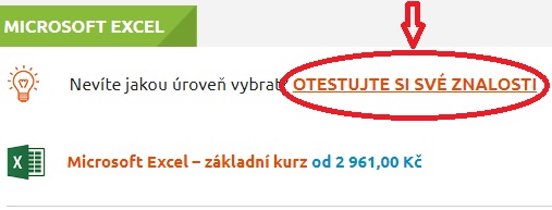 Odkaz na otestování znalostí v MS Office