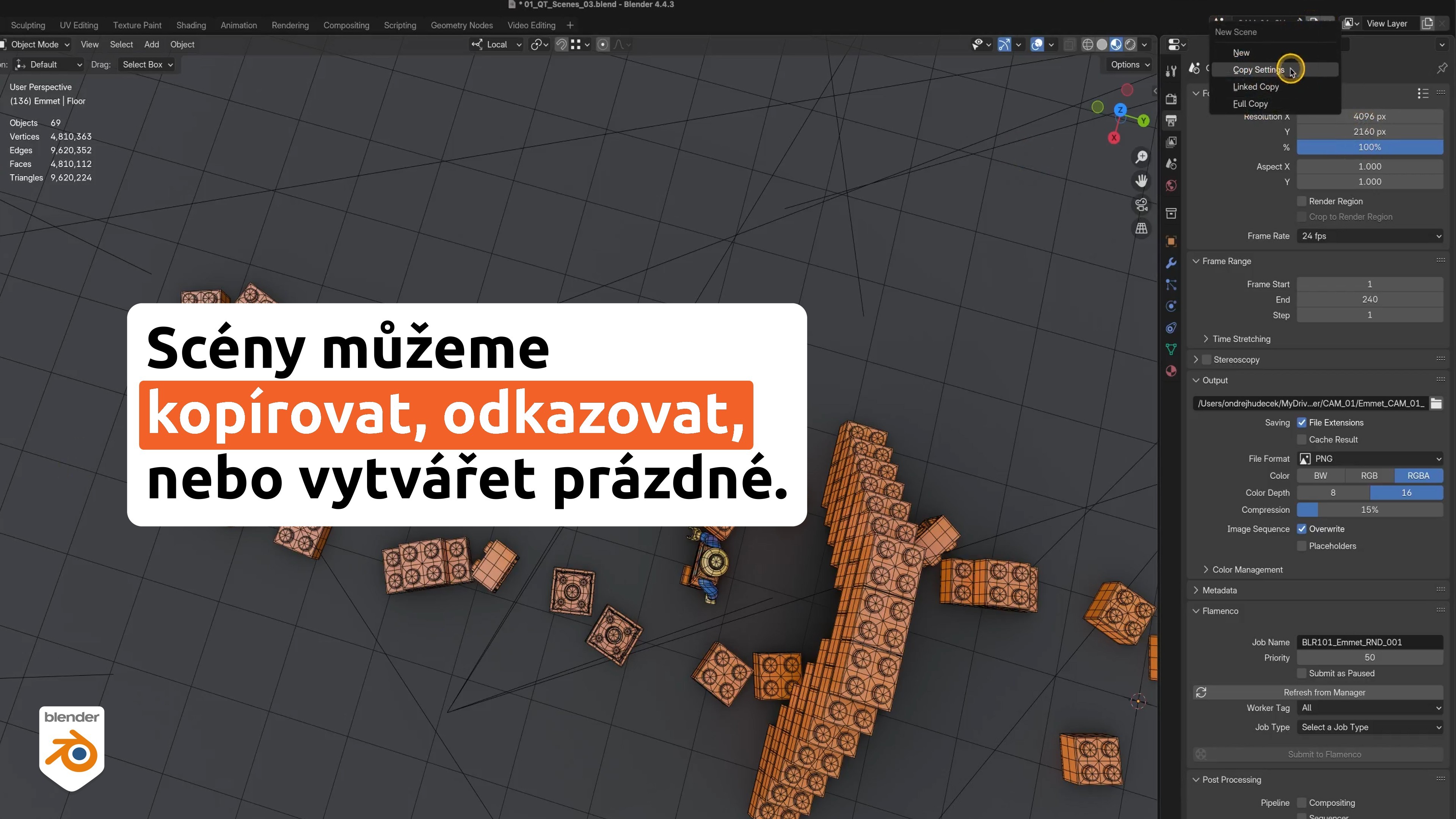Možnosti vytváření scén v Blenderu
