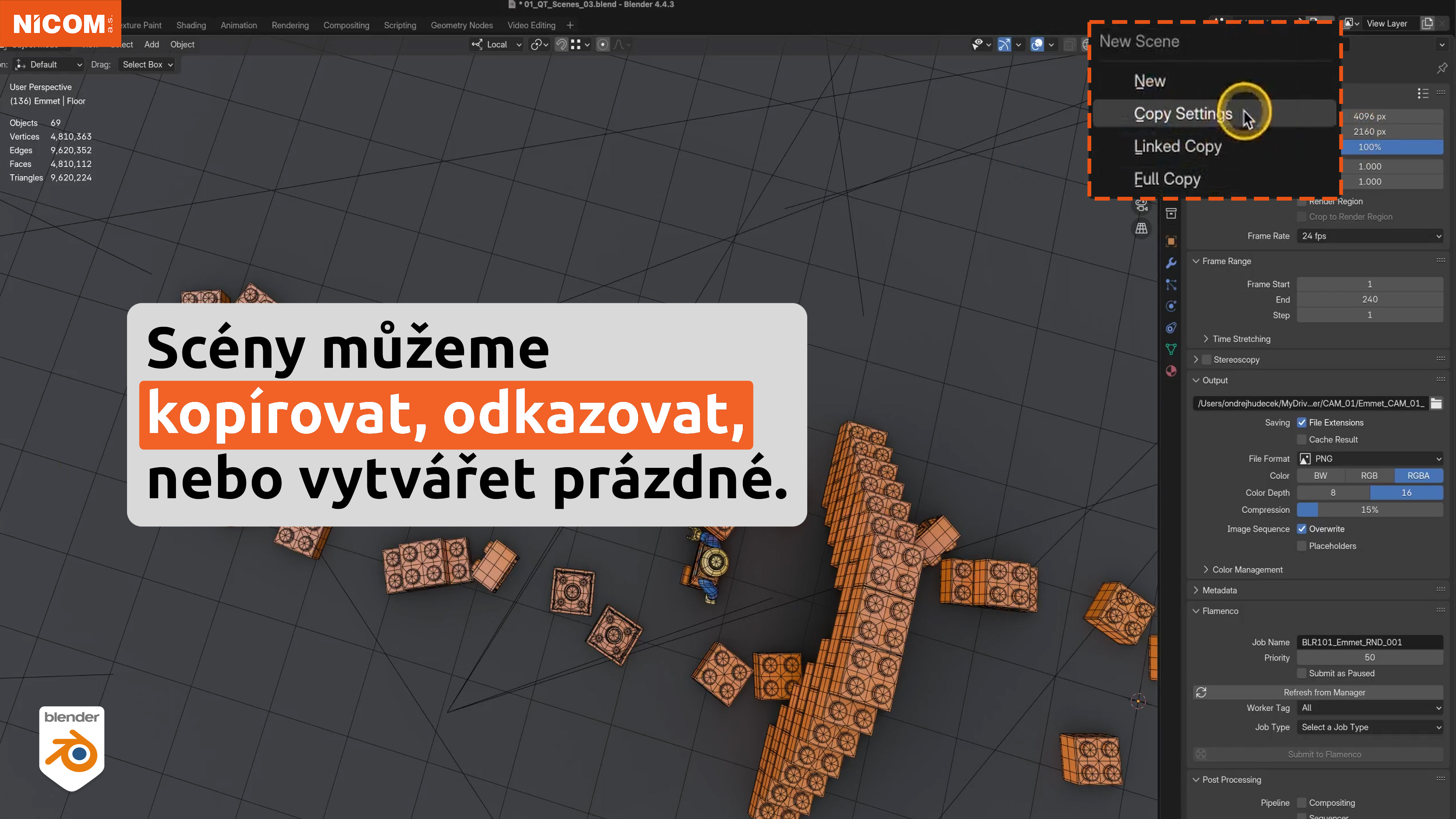 Možnosti vytváření scén v Blenderu