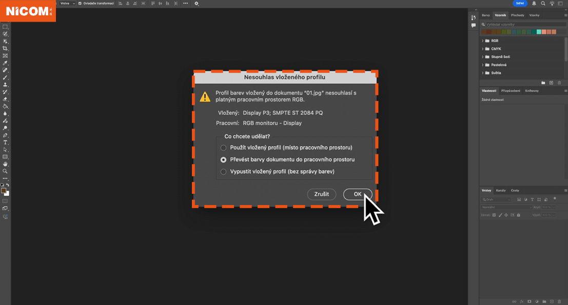 Převod barev do barevného profilu Převod barev do barevného profilu