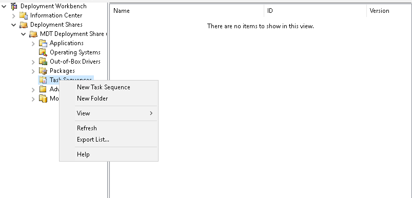 Jako ID a Task sequence name můžeme zvolit libovolné hodnoty.
