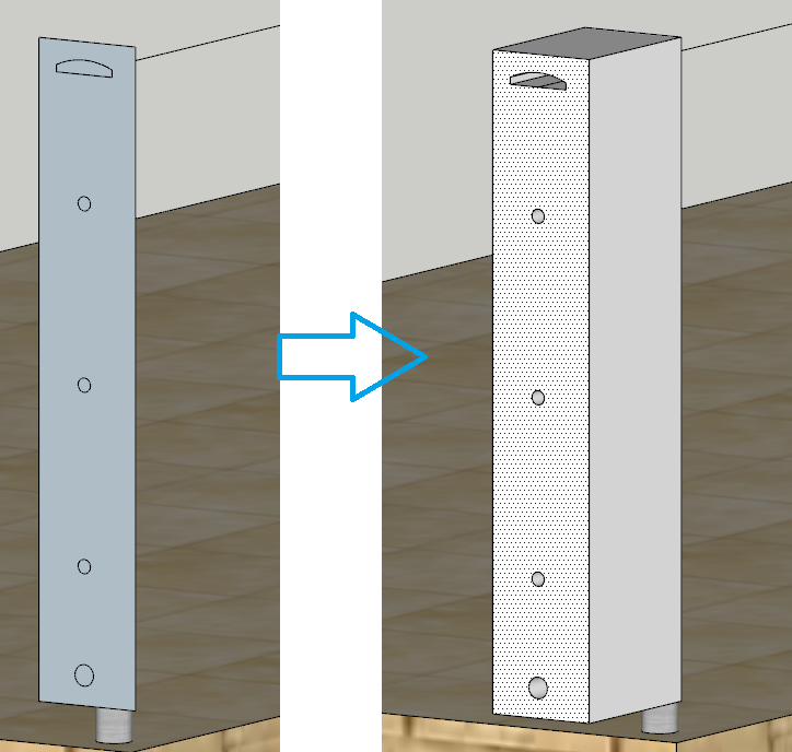 Tvorba odélníkové oblasti kolem profilů části zábradlí pomocí nástroje Rectangle