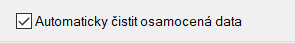 Aktivace položky dialogu Automaticky čistit osamocená data