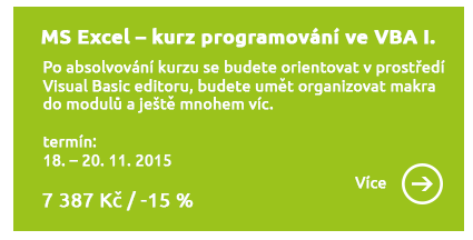 MS Excel kurz programování VBA I.